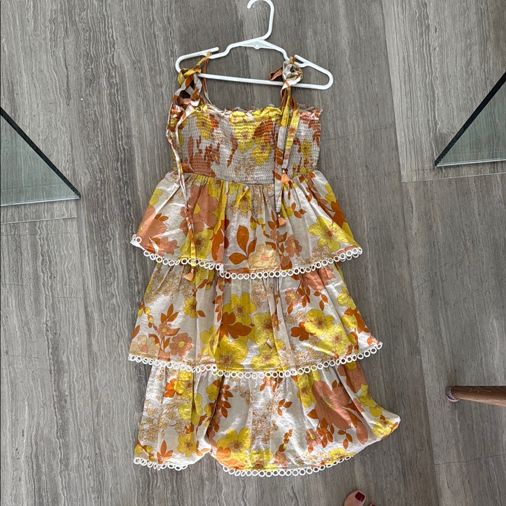 Zimmermann Yellow and Orange Ruffled Resort Sundress